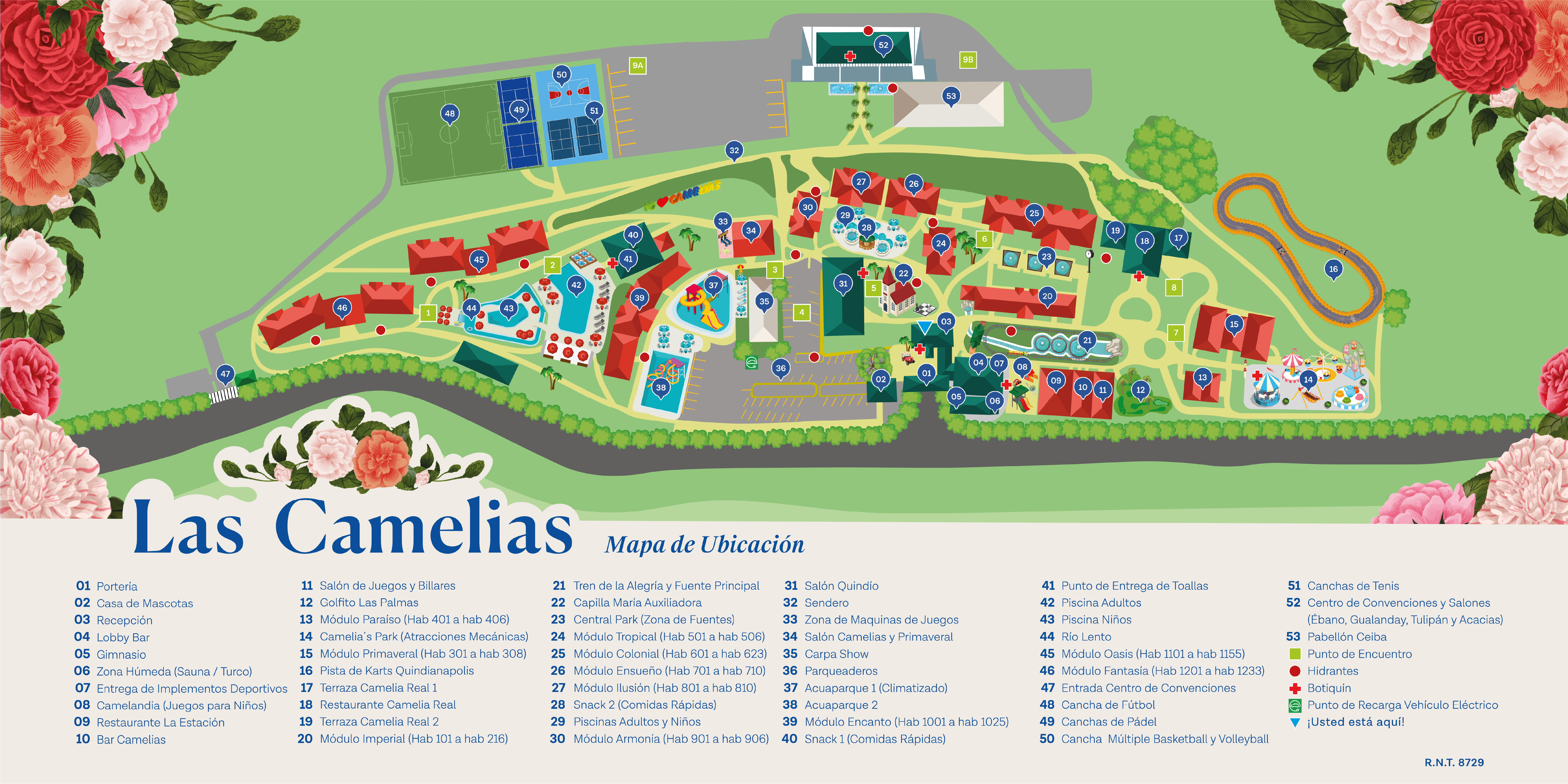 Mapa instalaciones Hotel Las Camelias