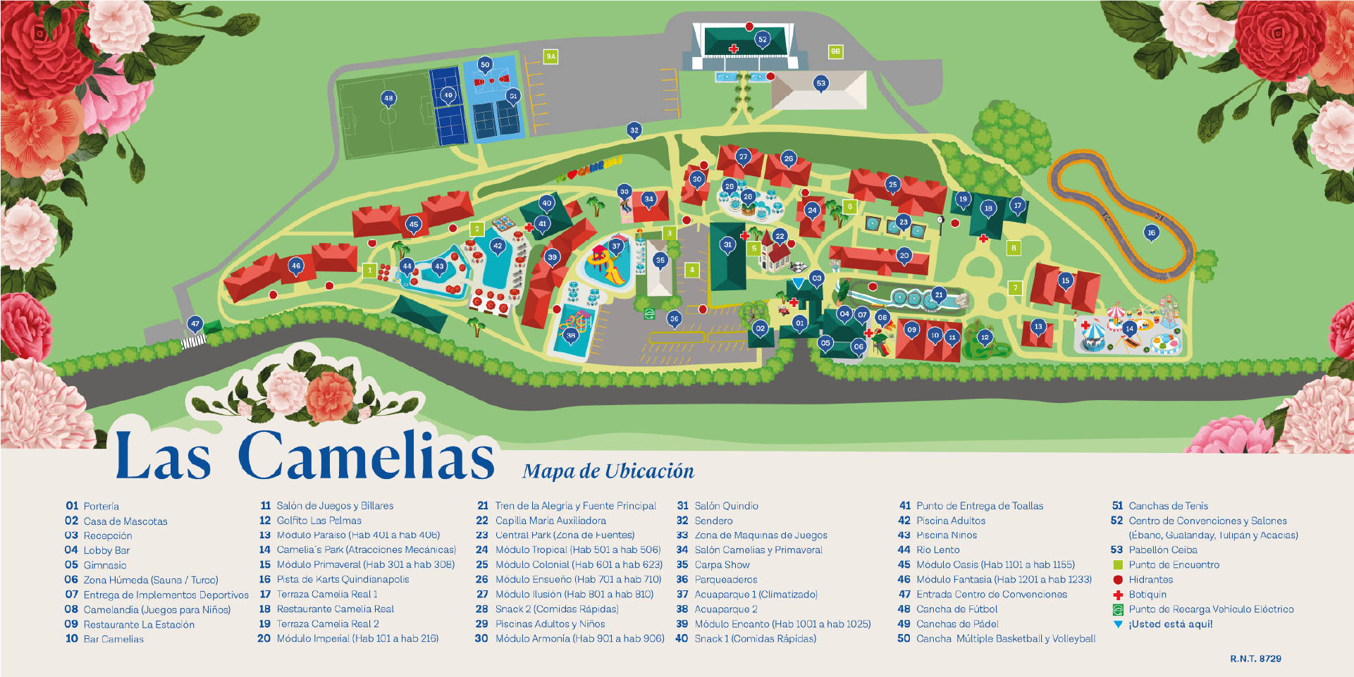 Mapa instalaciones Hotel Las Camelias